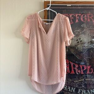 Baby Pink DR2 sheer V-neck top size M
